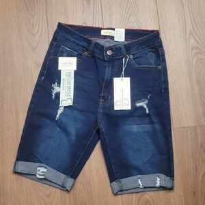Vince Blue High Rise Dark Denim Bermuda Shorts Women's Juniors Size 9 NWT